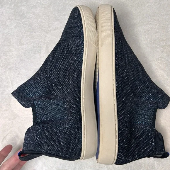 Rothy's Blue Metallic Lattice Stitch Chelsea Sneakers High Tops Shoe Size 12 - Picture 4 of 12